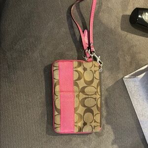 Coach Pink and Brown Wristlet